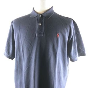 RL  Men Short Sleeve Polo Shirt XL Navy Red Horse